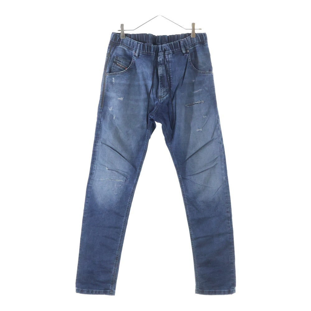 DIESEL(ディーゼル) KROOLEY-NE ヴィンテージ加工 ドローコード リブウエスト ストレッチ デニムパンツ インディゴ 00CYKI
