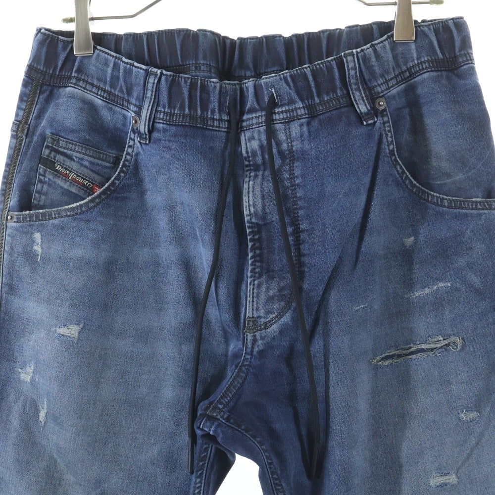DIESEL(ディーゼル) KROOLEY-NE ヴィンテージ加工 ドローコード リブウエスト ストレッチ デニムパンツ インディゴ 00CYKI