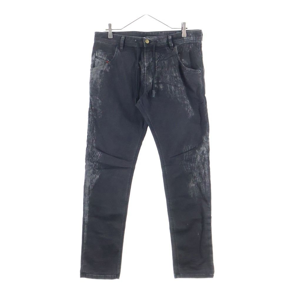DIESEL(ディーゼル) KROOLEY CB-NE ヴィンテージ加工 ドローコード ストレッチ デニムパンツ ブラック 069DT