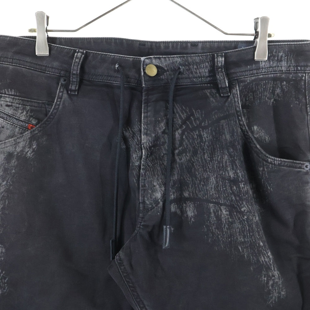 DIESEL(ディーゼル) KROOLEY CB-NE ヴィンテージ加工 ドローコード ストレッチ デニムパンツ ブラック 069DT