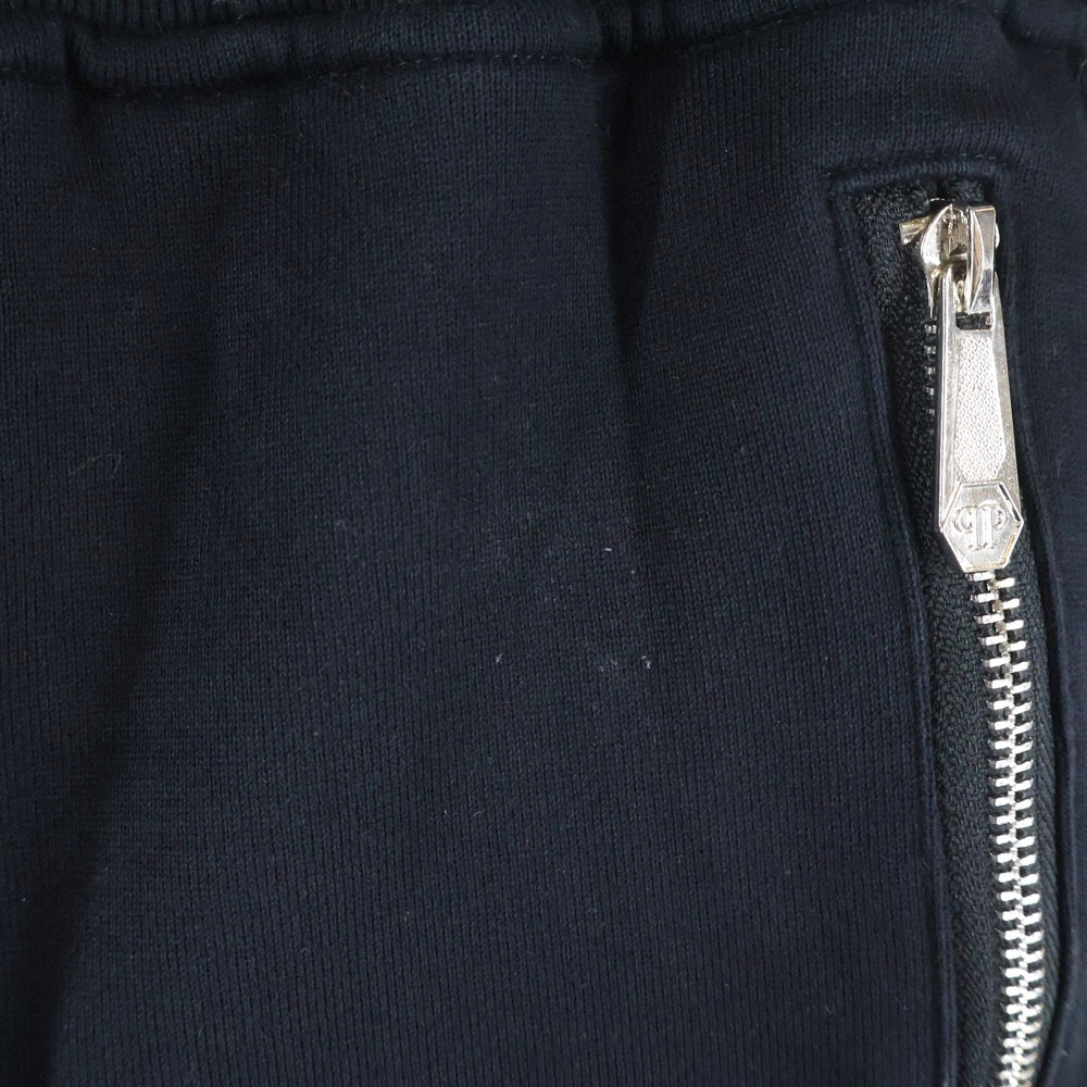 NO BRAND(ノーブランド) Philipp Plein フィリップ プレイン ライトストーン ロゴライン ドローコード スウェットパンツ ブラック MTK1793