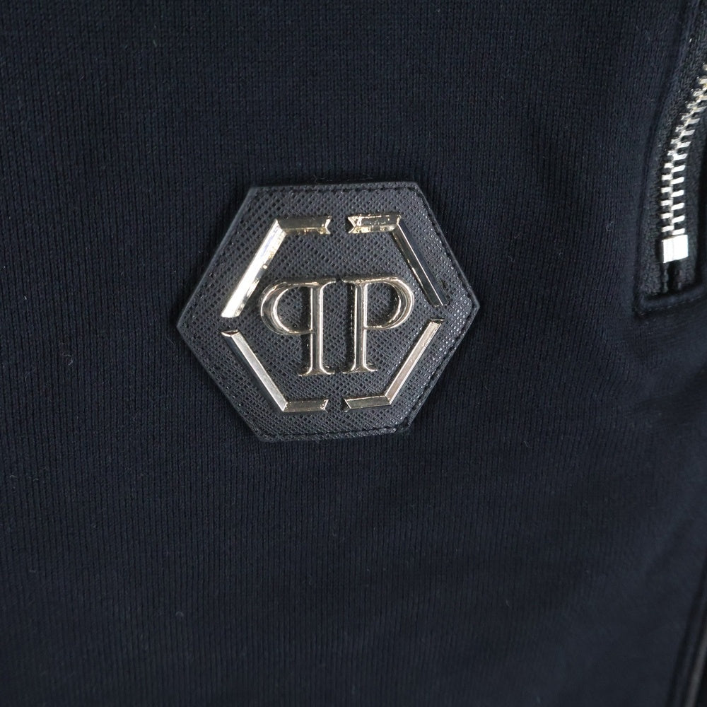 NO BRAND(ノーブランド) Philipp Plein フィリップ プレイン ライトストーン ロゴライン ドローコード スウェットパンツ ブラック MTK1793