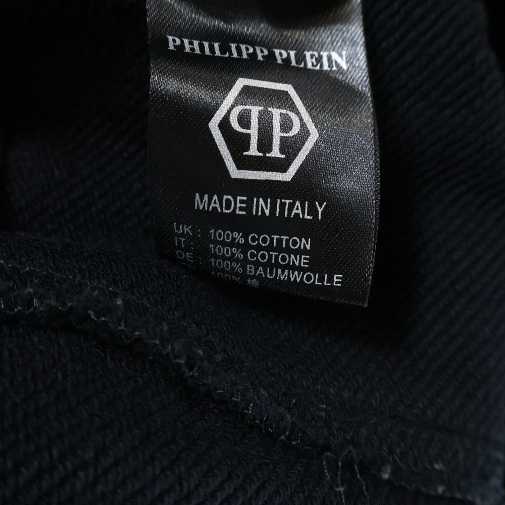 NO BRAND(ノーブランド) Philipp Plein フィリップ プレイン ライトストーン ロゴライン ドローコード スウェットパンツ ブラック MTK1793