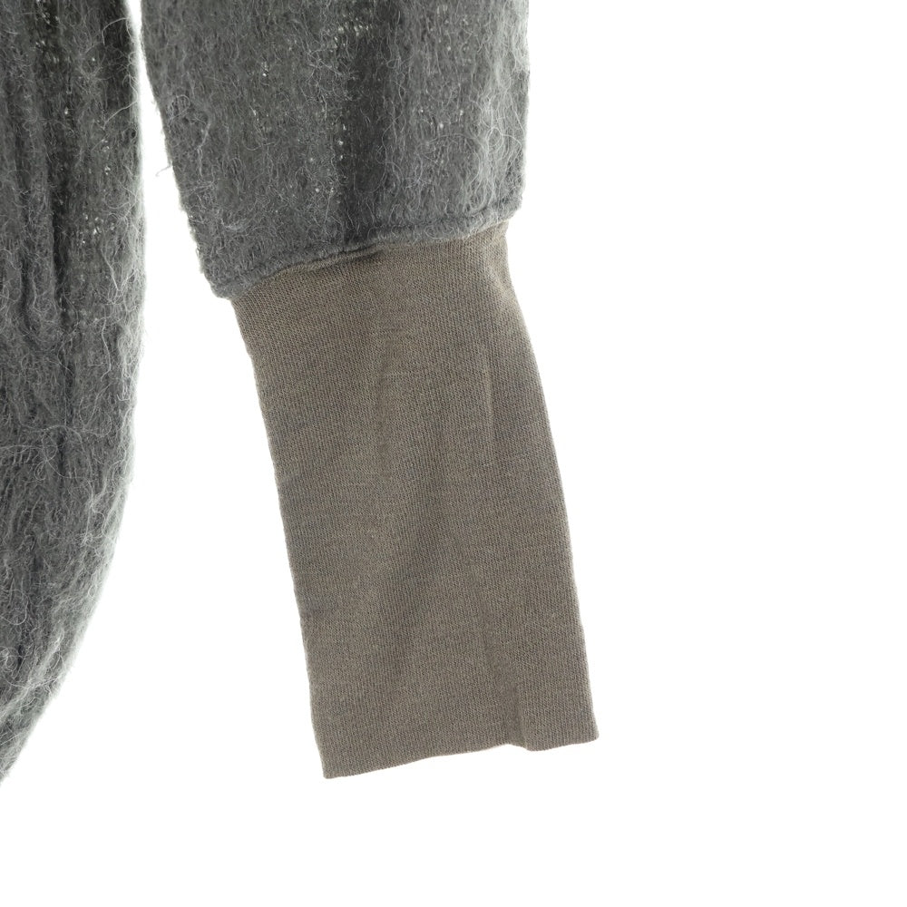 SHARE SPIRIT(シェアスピリット) スタッズ レザーネック ウール長袖ニット セーター グレー KA1410