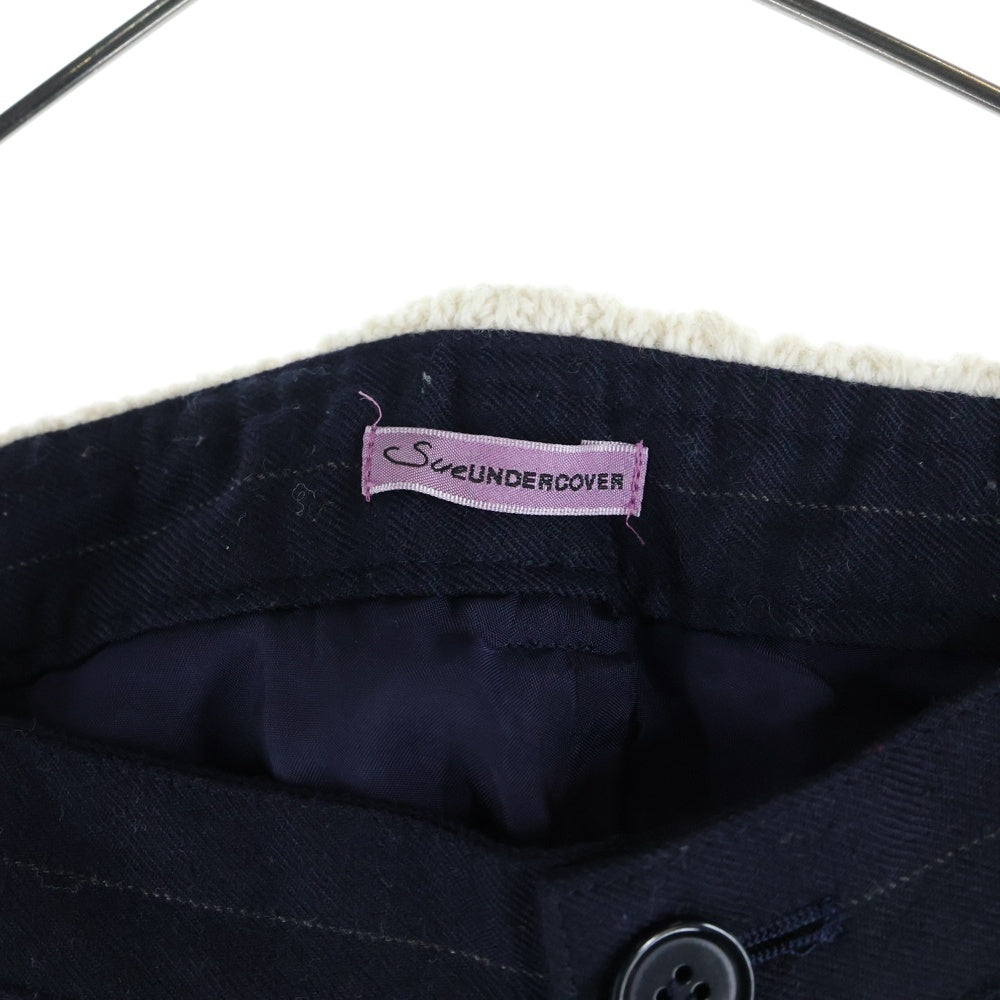 SueUNDERCOVER(スーアンダーカバー) ニット レイヤード ストライプショートパンツ ハーフパンツ レディース ネイビー/アイボリー SUN1501