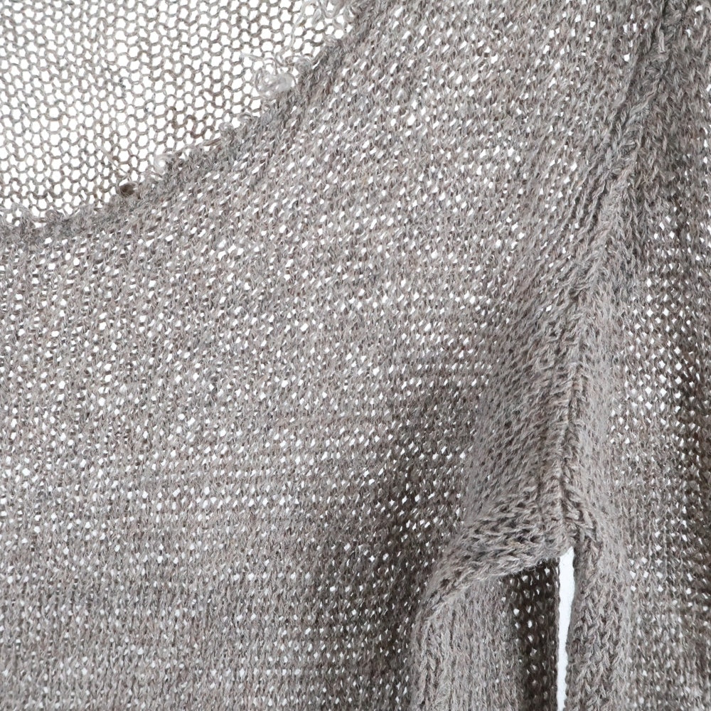 SHARE SPIRIT(シェアスピリット) ダメージ加工 ラウンドネック ローゲージ 長袖ニット セーター グレー HKS1116