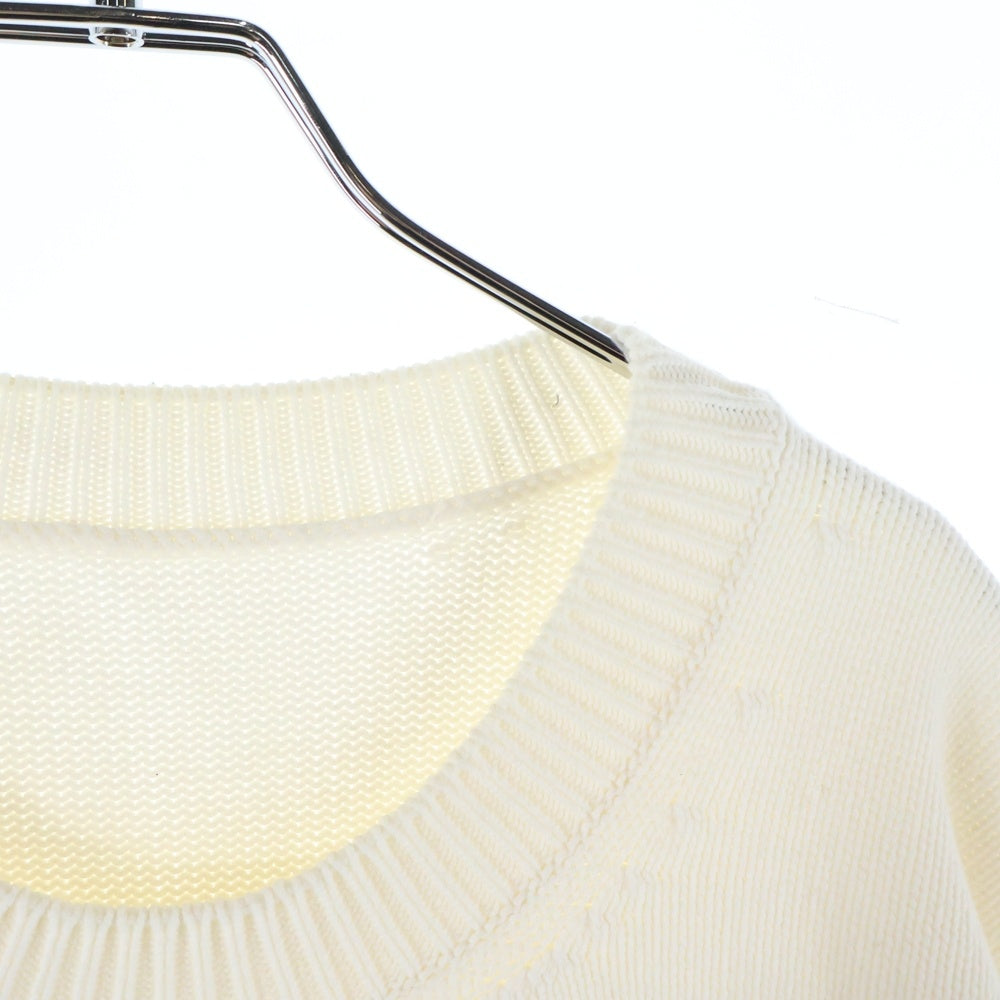 OFF-WHITE(オフホワイト) LOGO INTARSIA KNIT JUMPER ロゴインターシャ クルーネックニット ジャンパー アイボリー OWHE076S22KNI001