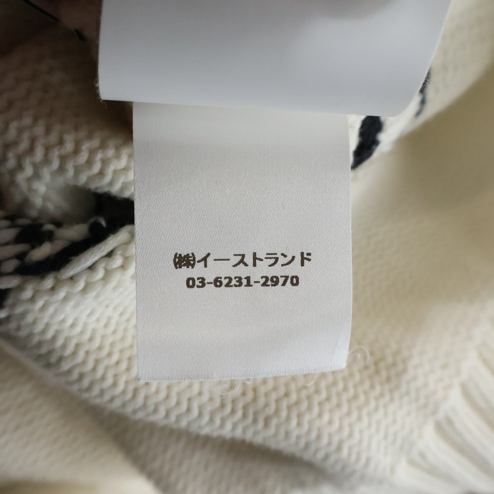 OFF-WHITE(オフホワイト) LOGO INTARSIA KNIT JUMPER ロゴインターシャ クルーネックニット ジャンパー アイボリー OWHE076S22KNI001