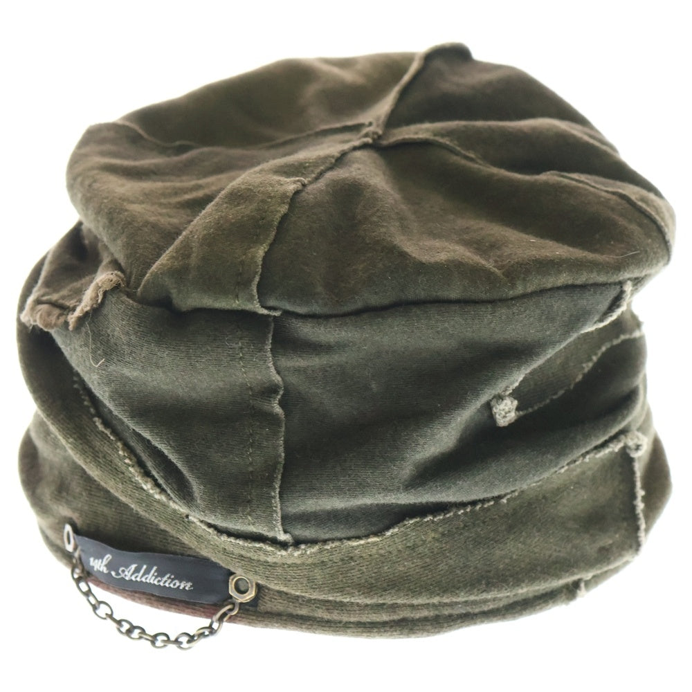 14th Addiction(フォーティースアディクション) ツギハギ コットン キャスケット 帽子 カーキ