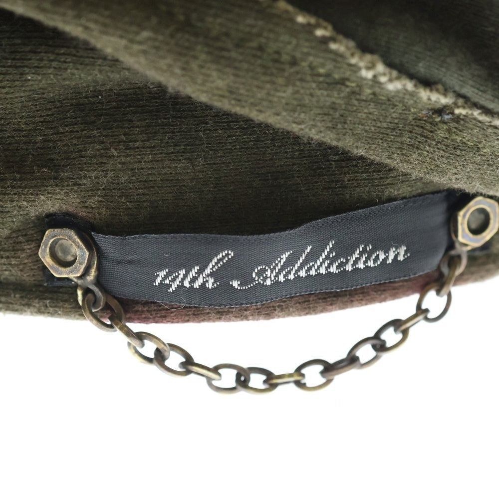 14th Addiction(フォーティースアディクション) ツギハギ コットン キャスケット 帽子 カーキ