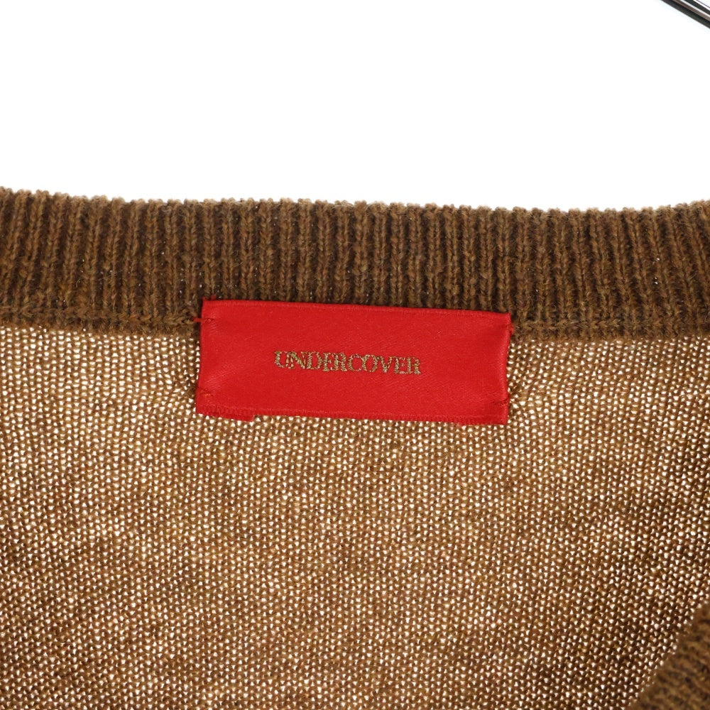 UNDERCOVER(アンダーカバー) ウール Vネック レースドッキング 長袖ニット セーター ブラウン UAP1903