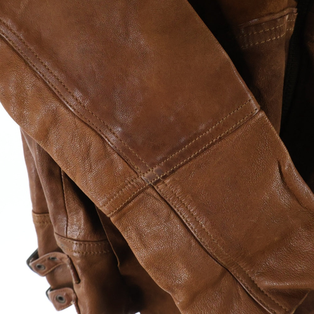 シェアースピリットShare Spirit レザージャケット ブラウン　Mサイズ SHARE SPIRIT(シェアスピリット) シープレザー フーデッド ジップ