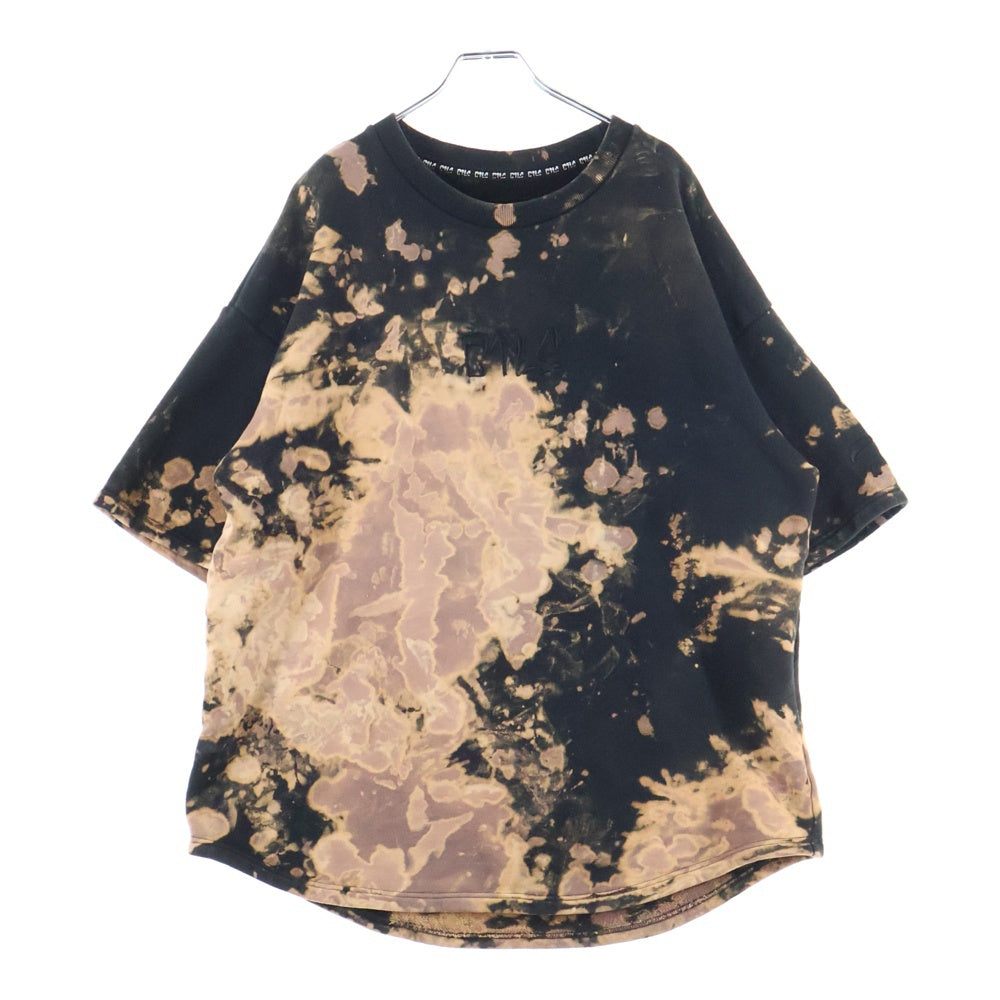 cvtvlist(カタリスト) USUAL TEE ユージュアル タイダイ クルーネック半袖スウェットTシャツ カットソー ブラック/オレンジ 2101040301