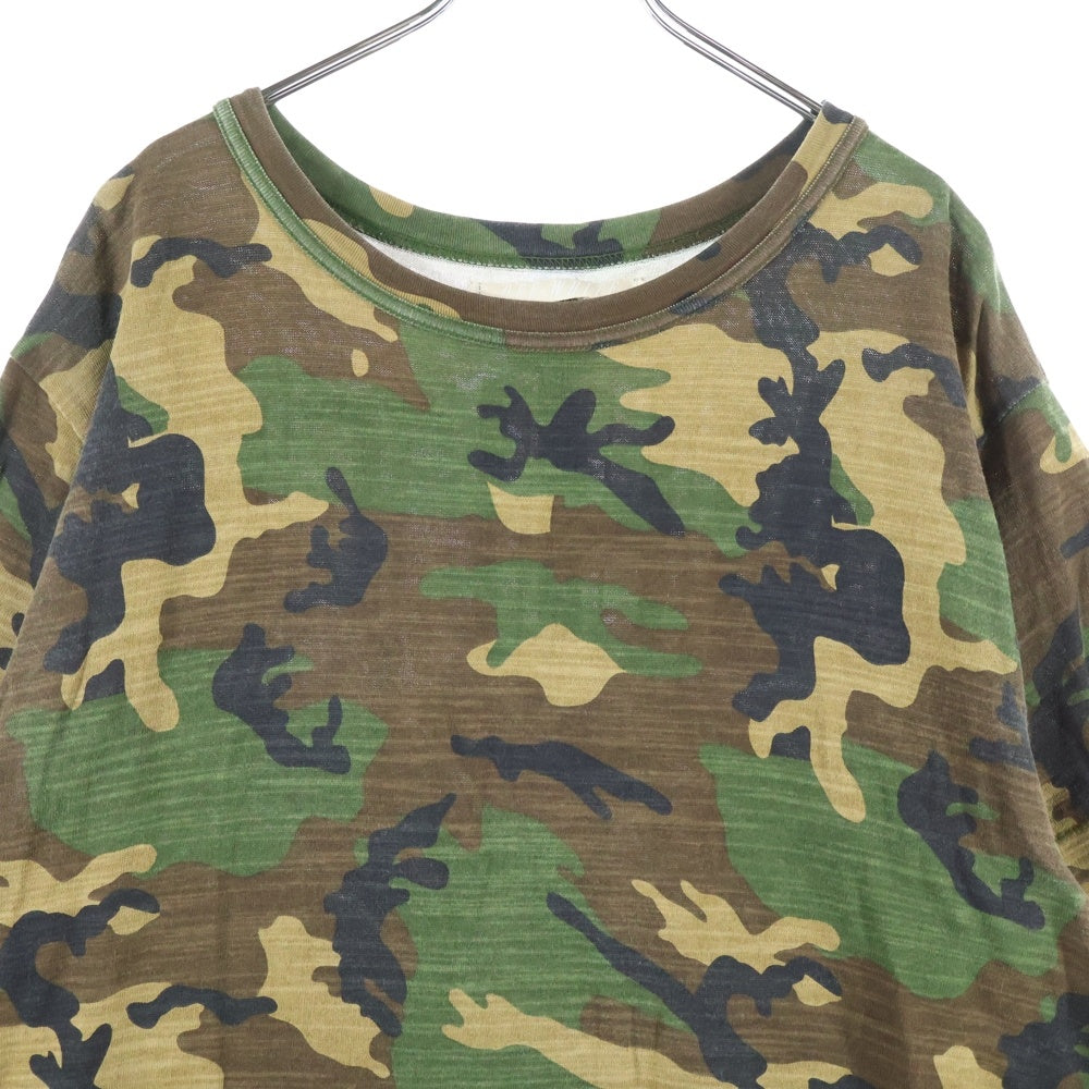 OFF-WHITE(オフホワイト) カモフラ ロゴワッペン クルーネック半袖Tシャツ カットソー カーキ