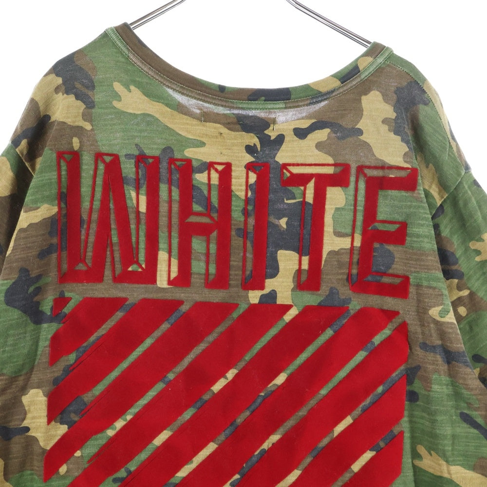 OFF-WHITE(オフホワイト) カモフラ ロゴワッペン クルーネック半袖Tシャツ カットソー カーキ