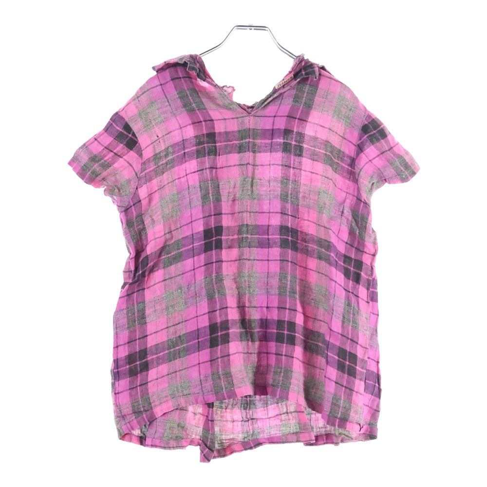 KAPITAL(キャピタル) チェック柄 ショートスリーブ ワンピース ドレス レディース ピンク/ブラック