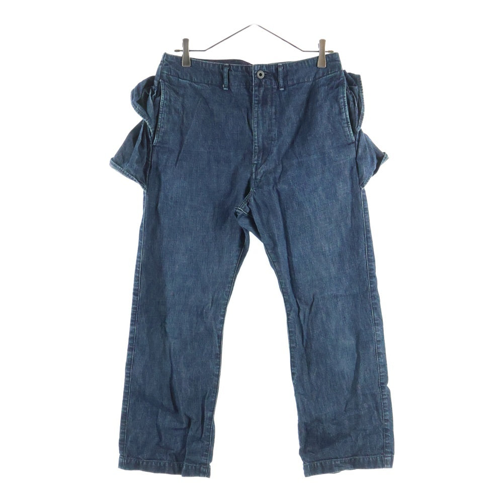 KAPITAL(キャピタル) フリル付き ストレートデニムパンツ ジーンズ レディース インディゴ