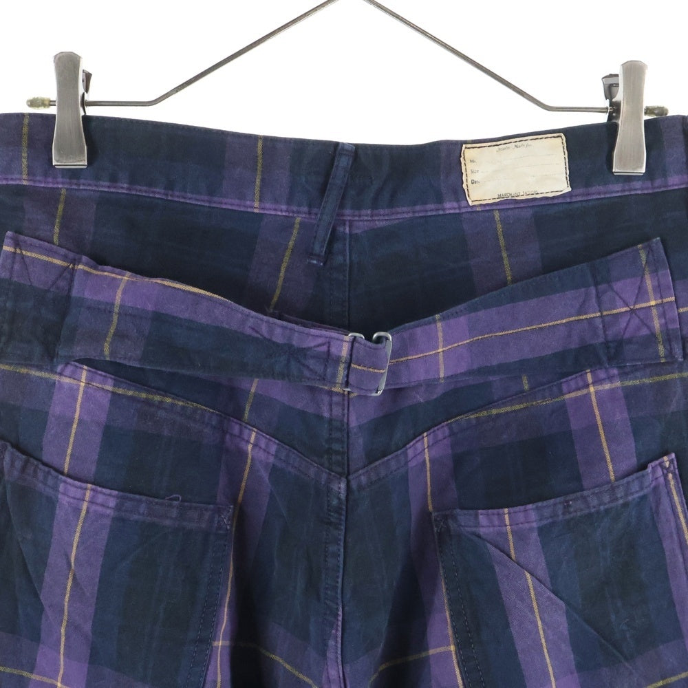 KAPITAL(キャピタル) チェック柄 コットンテーパードパンツ ブラック/パープル