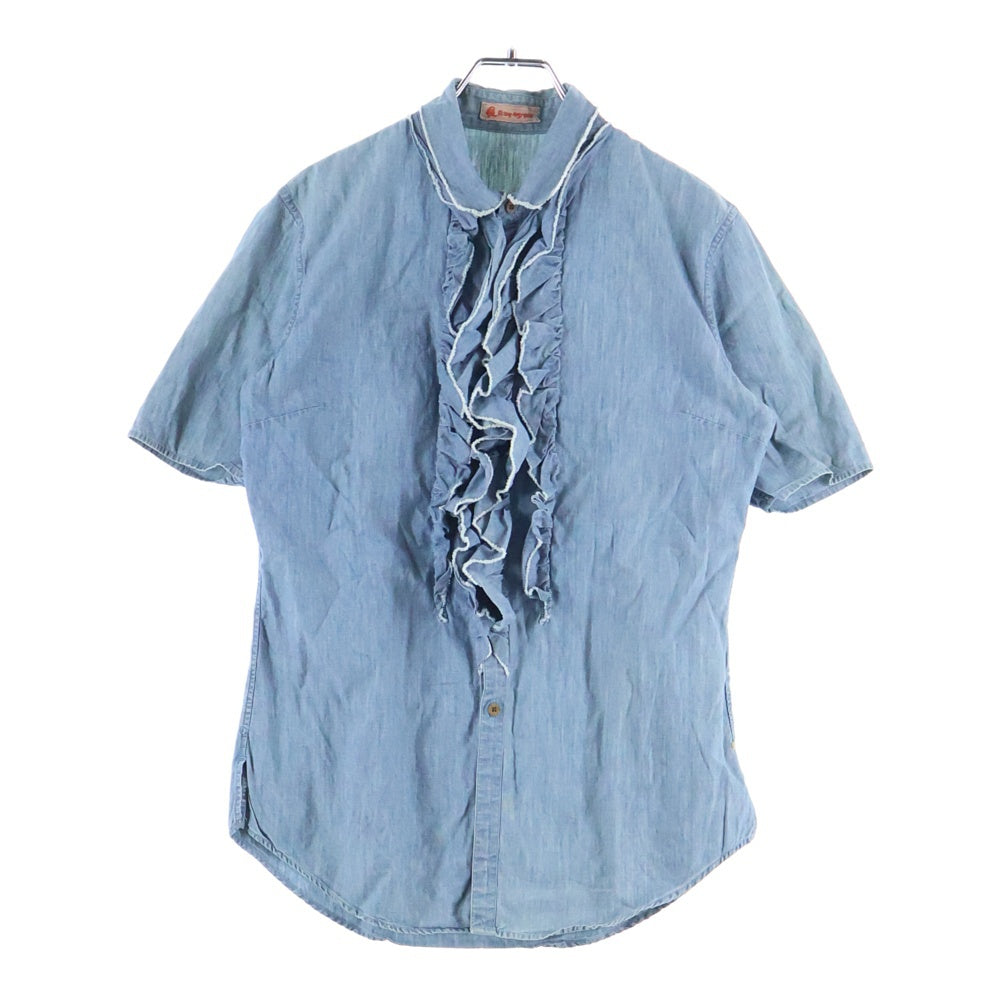 NO BRAND(ノーブランド) R by 45RPM (アールバイフォーティーアールピーエム) ショートスリーブ フリルデニムシャツ レディース インディゴ