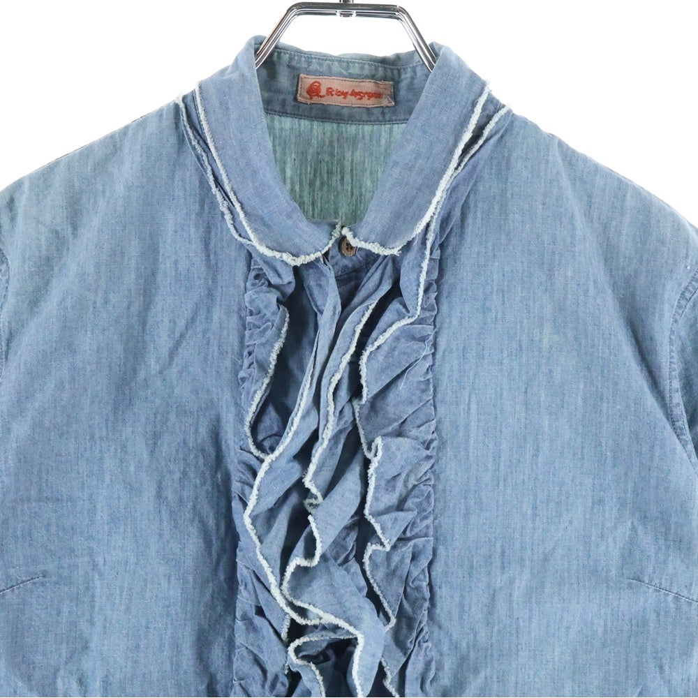 NO BRAND(ノーブランド) R by 45RPM (アールバイフォーティーアールピーエム) ショートスリーブ フリルデニムシャツ レディース インディゴ