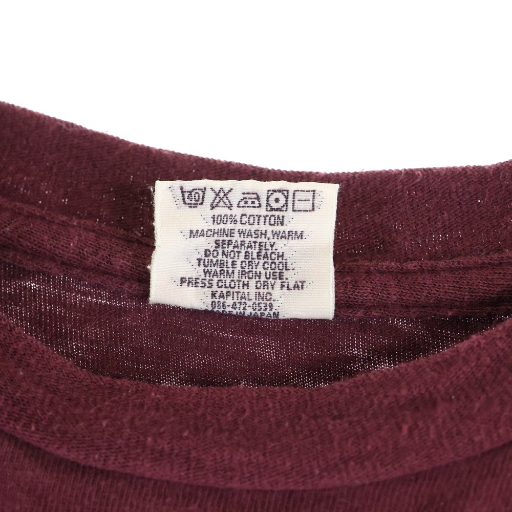 KAPITAL(キャピタル) サイドスリット クルーネック半袖Tシャツ カットソー レディース レッド