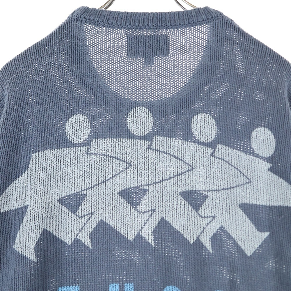 STUSSY(ステューシー) SURFMAN ICON COTTON LINEN CREW サーフマンロゴ コットンリネン クルーネック ニット セーター ネイビー 117233