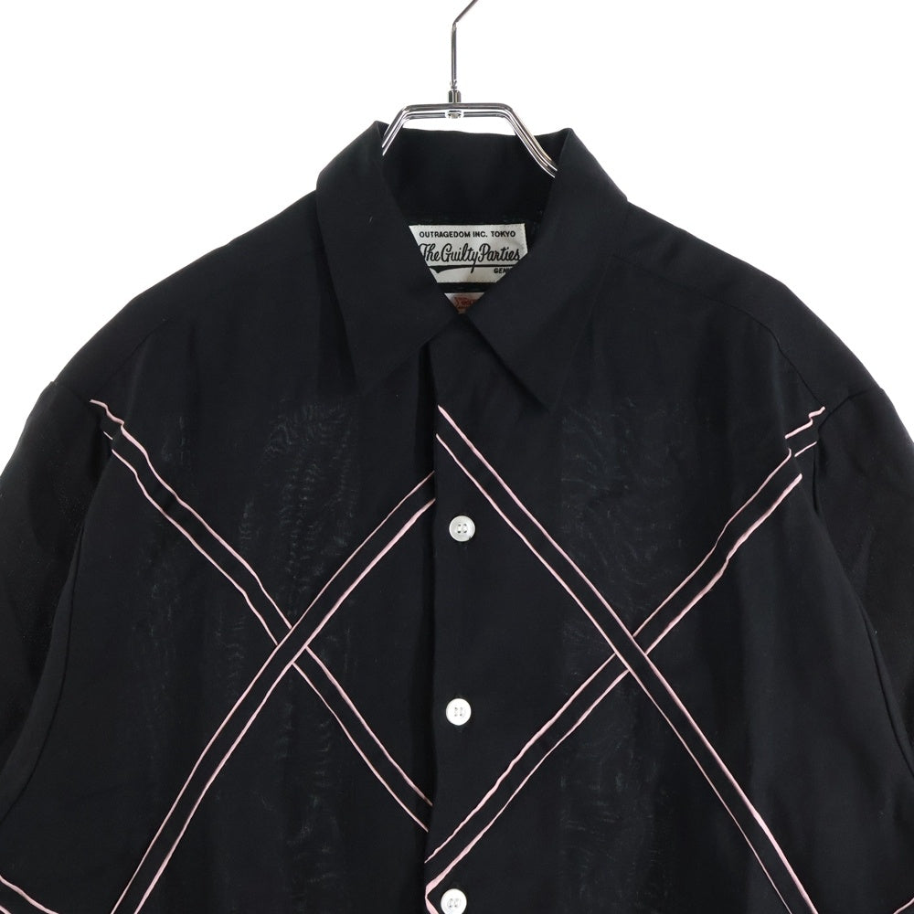 WACKO MARIA(ワコマリア) 24SS ×WOLF'S HEAD 50'S SHIRT S/S TYPE 3 ウルフズヘッド フィフティーズ オープンカラー 半袖シャツ ブラック WOLFSHEAD-WM-OC09