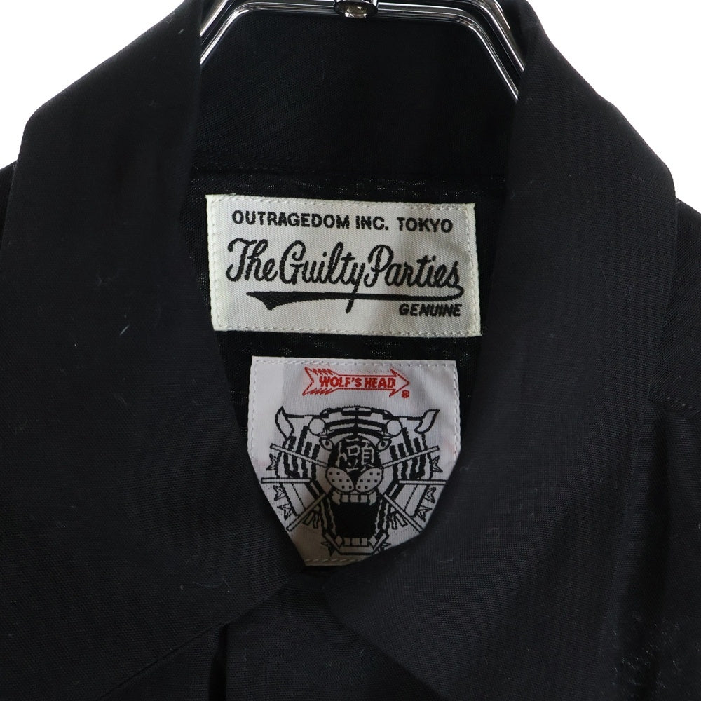 WACKO MARIA(ワコマリア) 24SS ×WOLF'S HEAD 50'S SHIRT S/S TYPE 3 ウルフズヘッド フィフティーズ オープンカラー 半袖シャツ ブラック WOLFSHEAD-WM-OC09