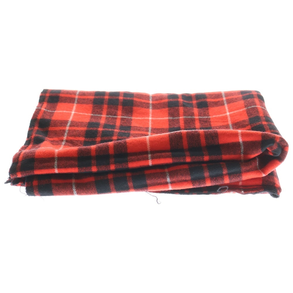 UNDERCOVER ISM(アンダーカバーイズム) 21AW ウール混 ロゴプリント チェックマフラー ストール レッド UI2A4S01-1 レディース