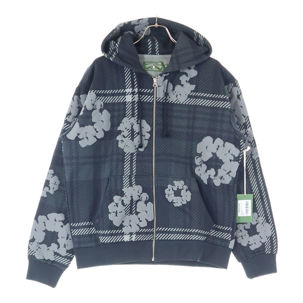 DENIM TEARS(デニムティアーズ) 25AW PLAID COTTON WREATH ZIP HOODIE プレイドコットン リースジップアップフーディー パーカー ブラック FW25TZH010
