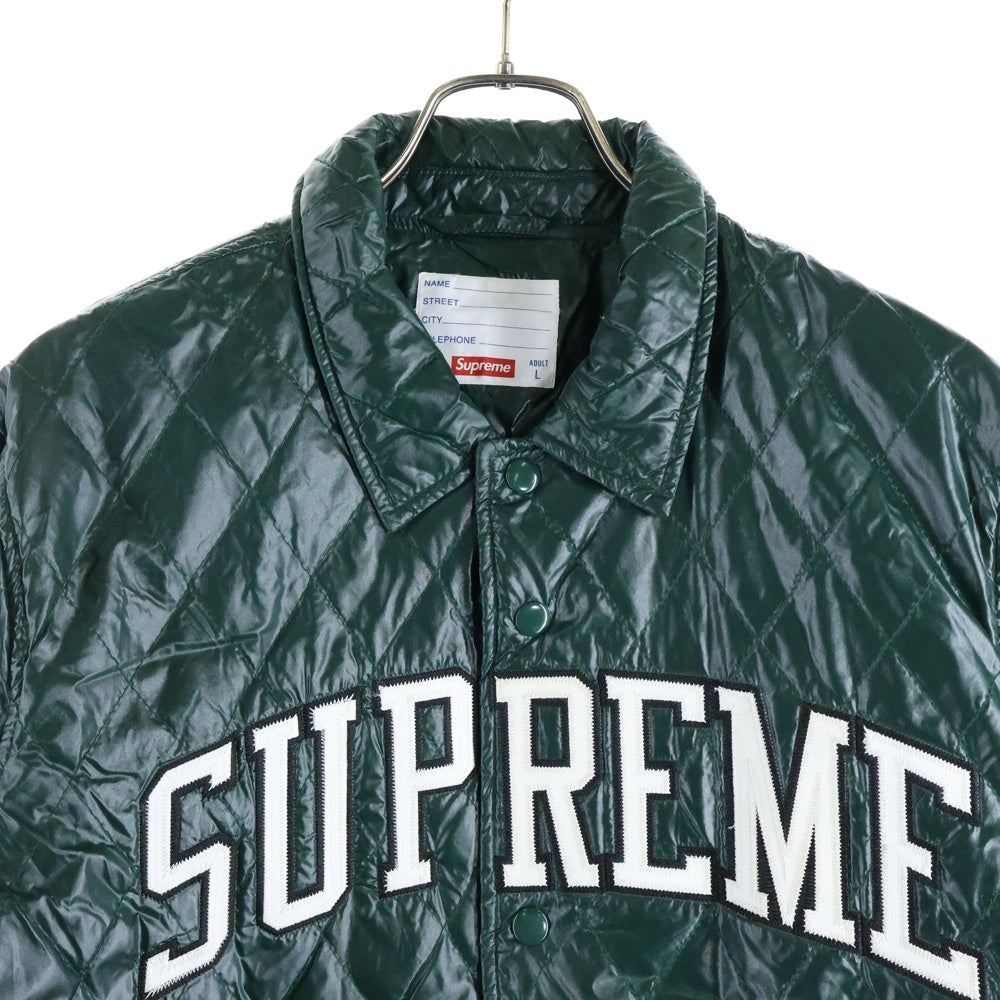 SUPREME(シュプリーム) 14AW Quilted Coaches Jacket コーチズ フロントロゴデザイン マルチポケット キルティングジャケット グリーン