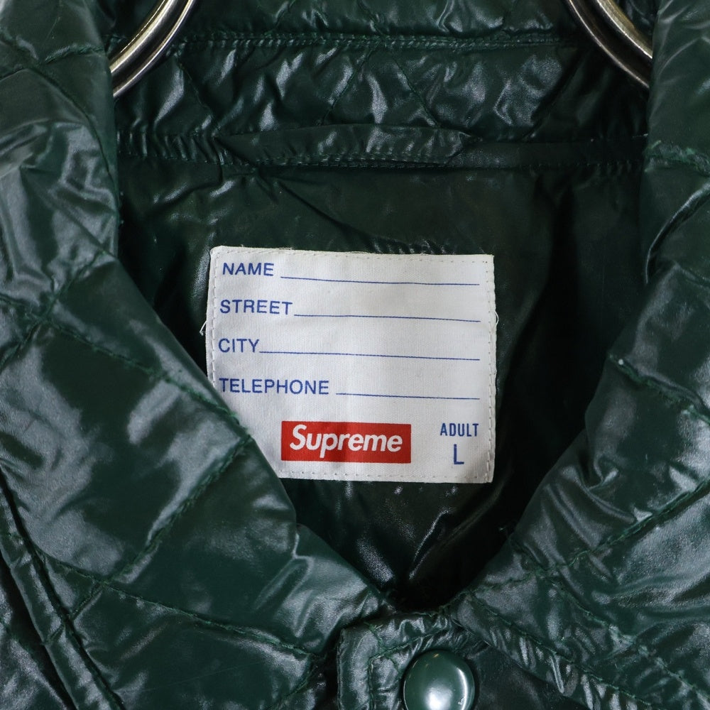 SUPREME(シュプリーム) 14AW Quilted Coaches Jacket コーチズ フロントロゴデザイン マルチポケット キルティングジャケット グリーン