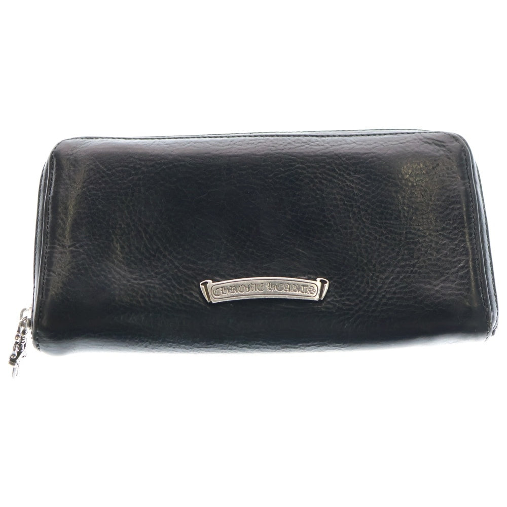 CHROME HEARTS(クロムハーツ) REC F ZIP BS BSフレア装飾 ラウンドジップ レザーウォレット 長財布 ブラック