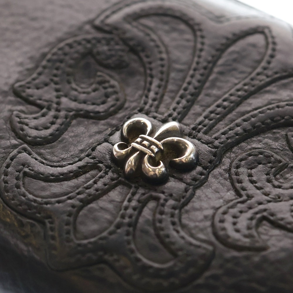 CHROME HEARTS(クロムハーツ) REC F ZIP BS BSフレア装飾 ラウンドジップ レザーウォレット 長財布 ブラック