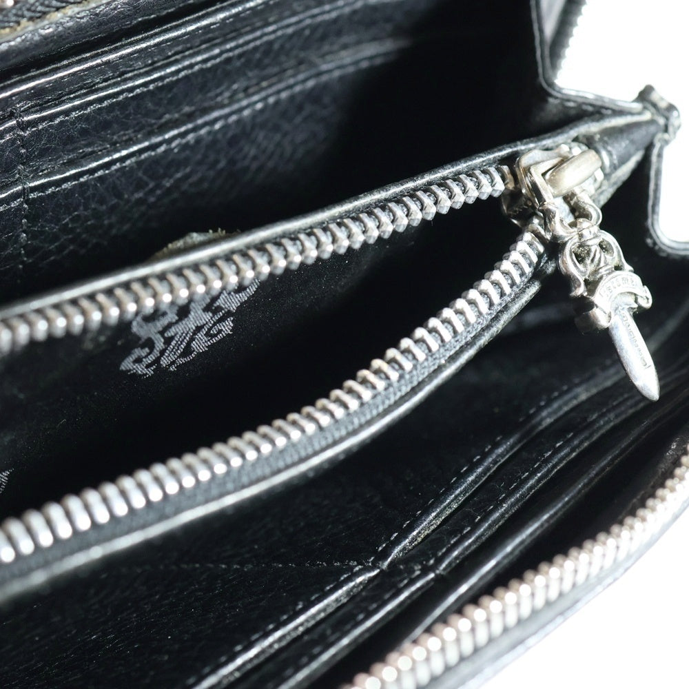CHROME HEARTS(クロムハーツ) REC F ZIP BS BSフレア装飾 ラウンドジップ レザーウォレット 長財布 ブラック