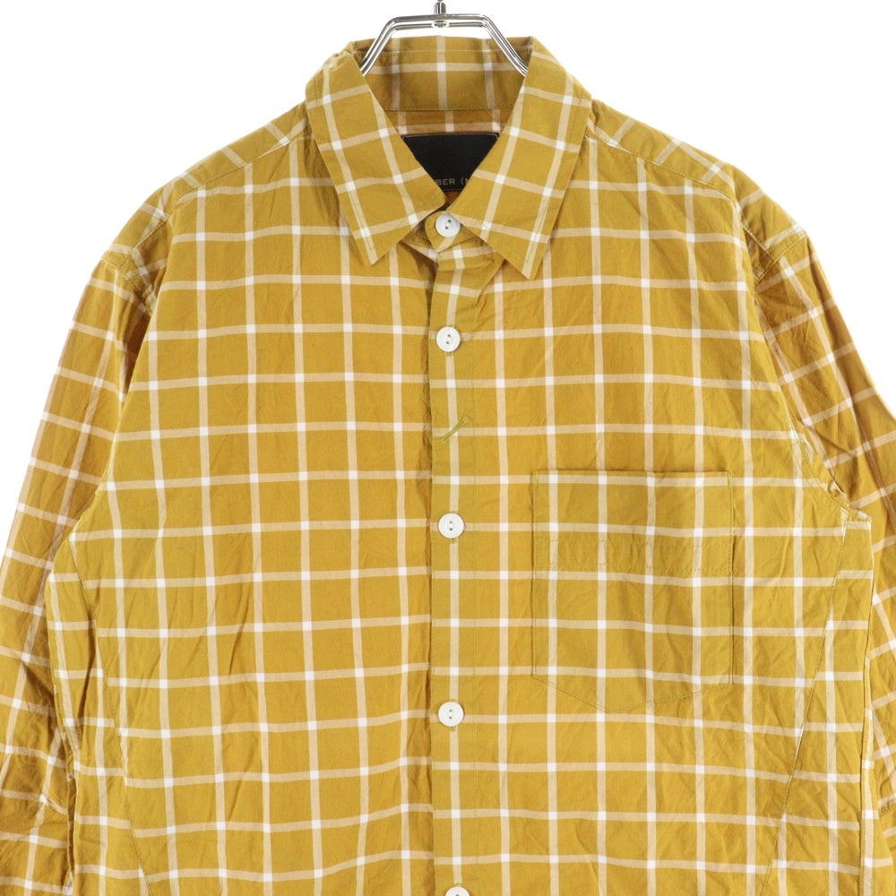 NUMBER (N)INE(ナンバーナイン) REGULAR COLOR SHIRTS CHECK レギュラーカラー 長袖チェックシャツ イエロー S15-NS008