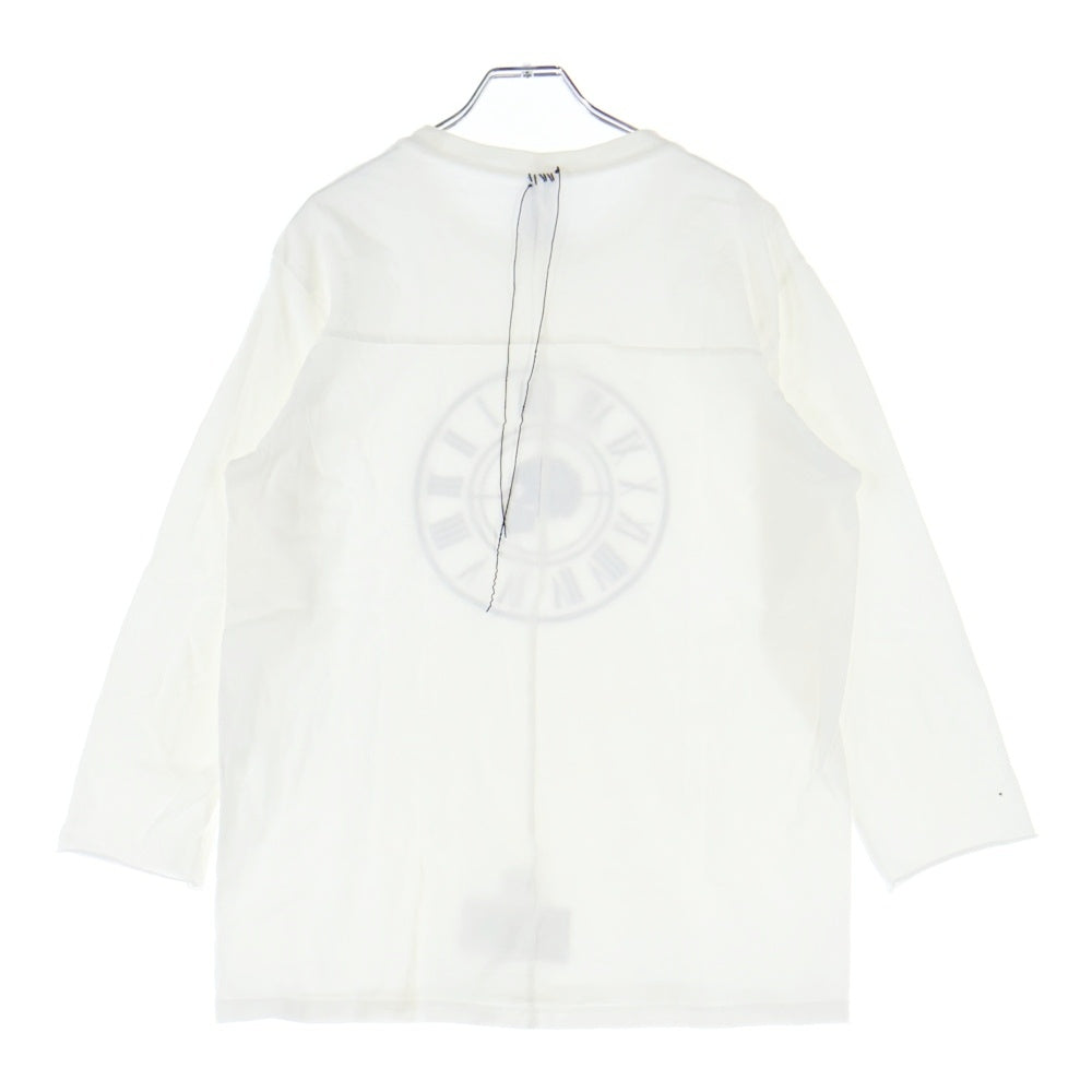 NO BRAND(ノーブランド) BIAS バイアス フロントスカルプリント 七分丈Tシャツ カットソー ホワイト