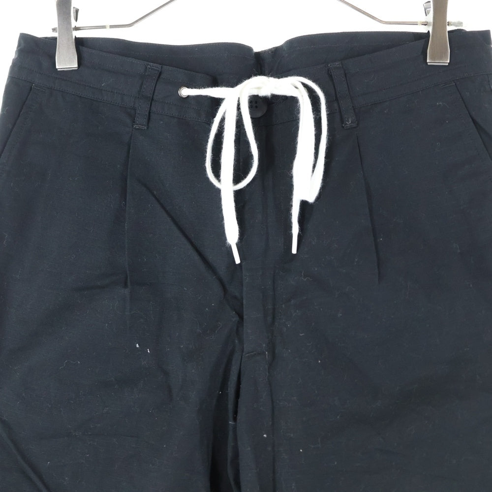 NUMBER (N)INE(ナンバーナイン) リップストップ ドローストリング コットン テーパードパンツ ブラック