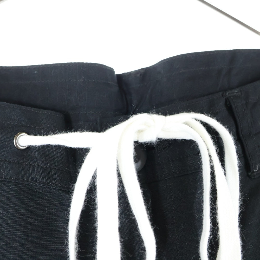 NUMBER (N)INE(ナンバーナイン) リップストップ ドローストリング コットン テーパードパンツ ブラック