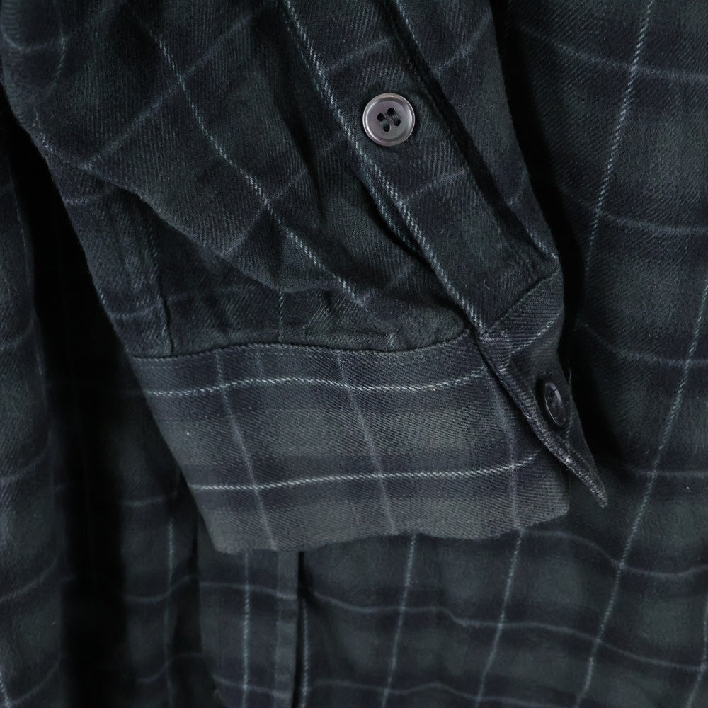 DIESEL(ディーゼル) 格子柄デザイン ドローストリング フーデッド チェック長袖シャツ グリーン/ブラック A16214