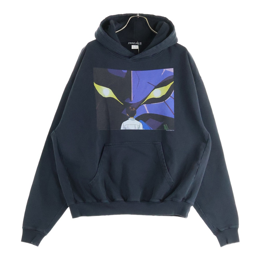 NO BRAND(ノーブランド) EVANGELION:95 (エヴァンゲリオン) 25AW 0058 PARKA 両面プリント プルオーバースウェットパーカー フーディー ブラック EVA0058A02