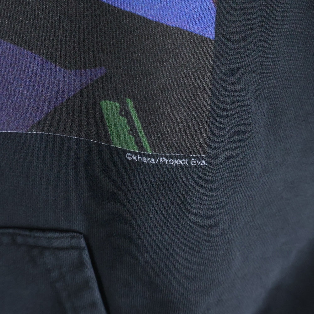 NO BRAND(ノーブランド) EVANGELION:95 (エヴァンゲリオン) 25AW 0058 PARKA 両面プリント プルオーバースウェットパーカー フーディー ブラック EVA0058A02
