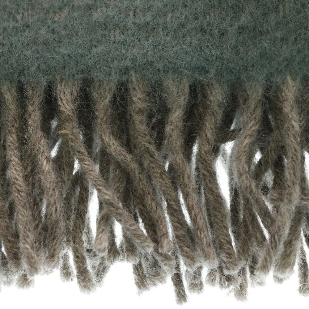 KLIPPAN(クリッパン) ラトビア製 大判 ウール フリンジストール マフラー ブルー レディース