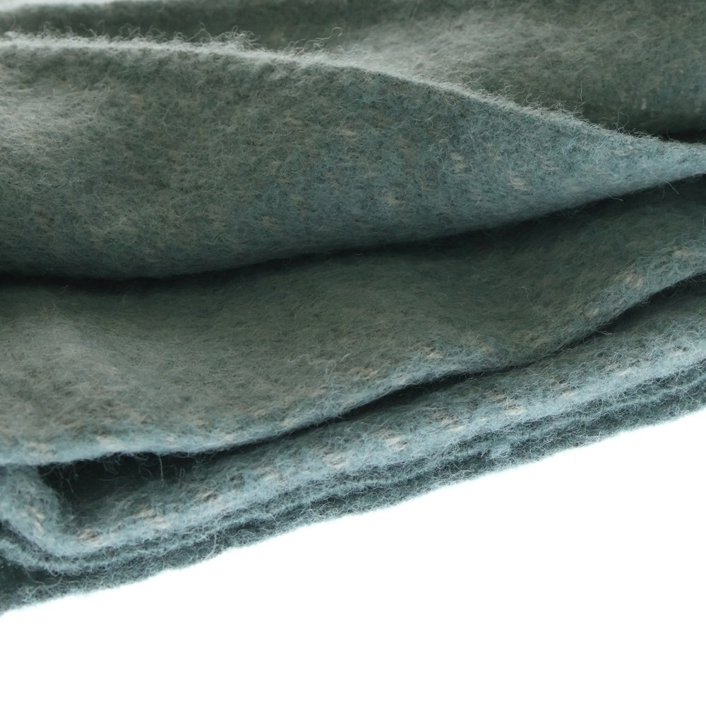 KLIPPAN(クリッパン) ラトビア製 大判 ウール フリンジストール マフラー ブルー レディース