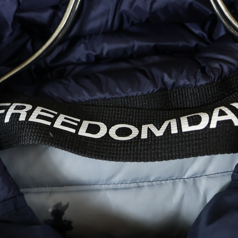 freedomday(フリーダムデイ) 裏地フォトプリントデザイン フーデッド ロングダウンジャケット ネイビー IFRM6100S901