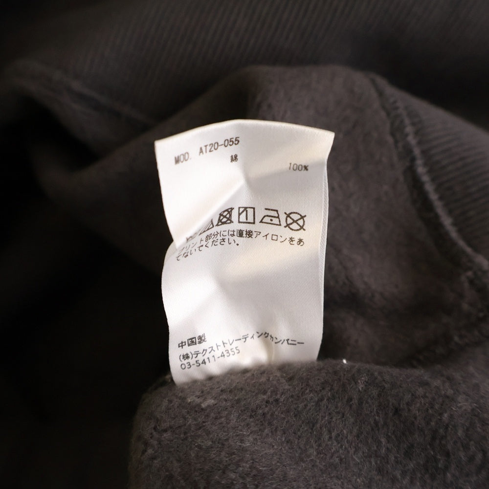 ATMOS(アトモス) OVERDYED HALF ZIP SWEAT オーバーダイ ハーフジップ スウェット トレーナー チャコール AT20-055