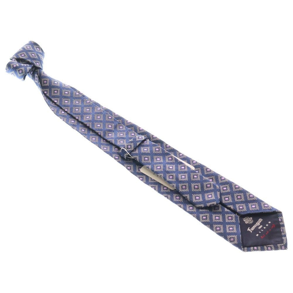 NO BRAND(ノーブランド) FUMAGALLI フマガッリ イタリア製 総柄 シルクネクタイ ネイビー FMG-TE-00001