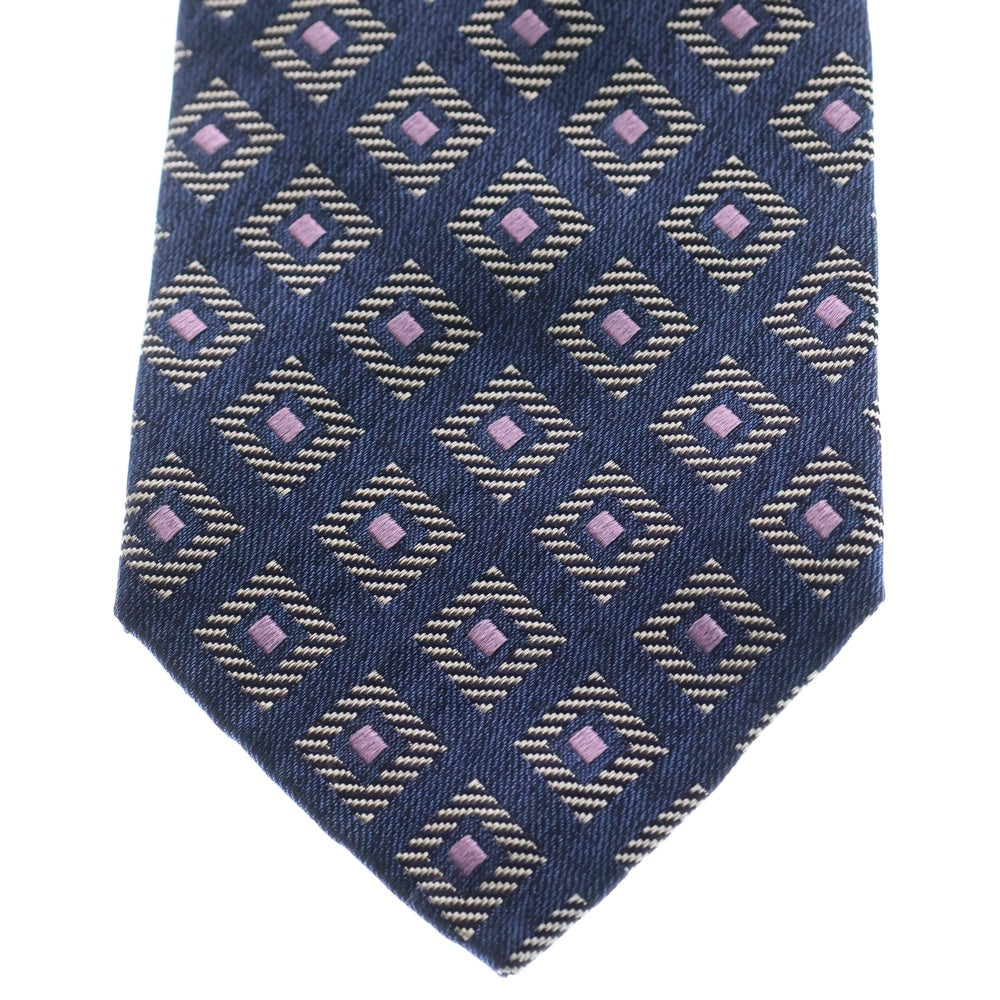NO BRAND(ノーブランド) FUMAGALLI フマガッリ イタリア製 総柄 シルクネクタイ ネイビー FMG-TE-00001