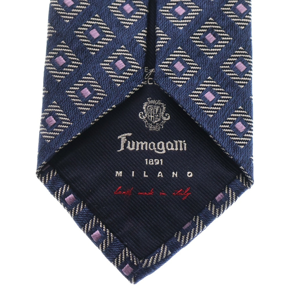 NO BRAND(ノーブランド) FUMAGALLI フマガッリ イタリア製 総柄 シルクネクタイ ネイビー FMG-TE-00001