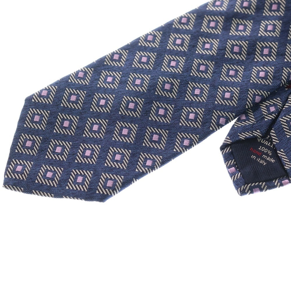 NO BRAND(ノーブランド) FUMAGALLI フマガッリ イタリア製 総柄 シルクネクタイ ネイビー FMG-TE-00001
